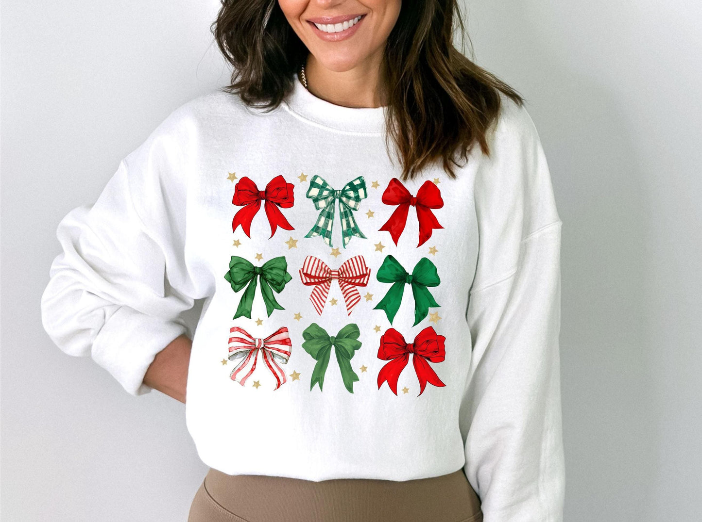 Womens Christmas Bow Sweatshirt