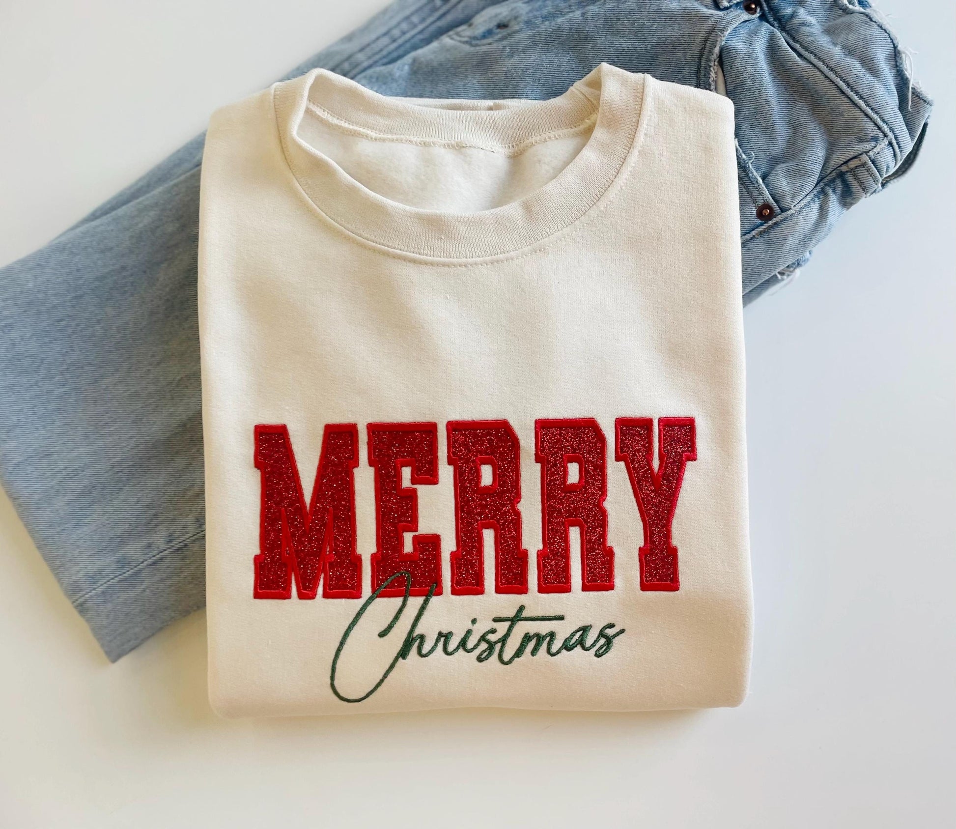 FYEGRE Christmas Sweatshirts For Women Glitter Patch Merry Christmas Letter Print Sweater Embroidered Striped Pullover Tops Green Xxxl 58a5ac68 3711 40a2 8f98 25a3463963f5.54a86c85a06b9f66f931c9c1c1bc59f9