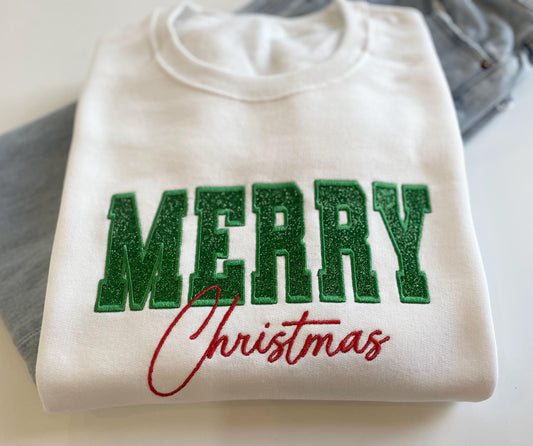 Womens Sweatshirt Embroidered, Christmas Shirt, Christmas Eve Outfit, Xmas Sweater, Christmas Sweatshirt for Women, Merry Christmas Crew