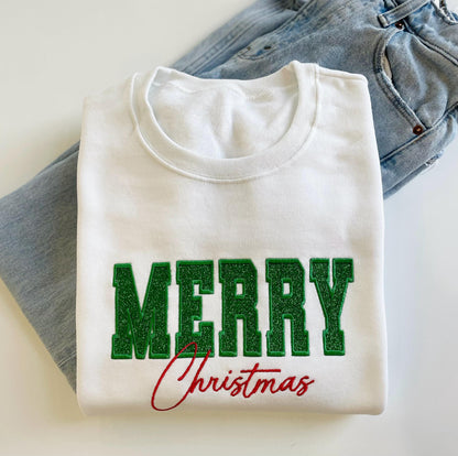 Womens Sweatshirt Embroidered, Christmas Shirt, Christmas Eve Outfit, Xmas Sweater, Christmas Sweatshirt for Women, Merry Christmas Crew