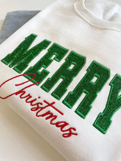 Womens Sweatshirt Embroidered, Christmas Shirt, Christmas Eve Outfit, Xmas Sweater, Christmas Sweatshirt for Women, Merry Christmas Crew