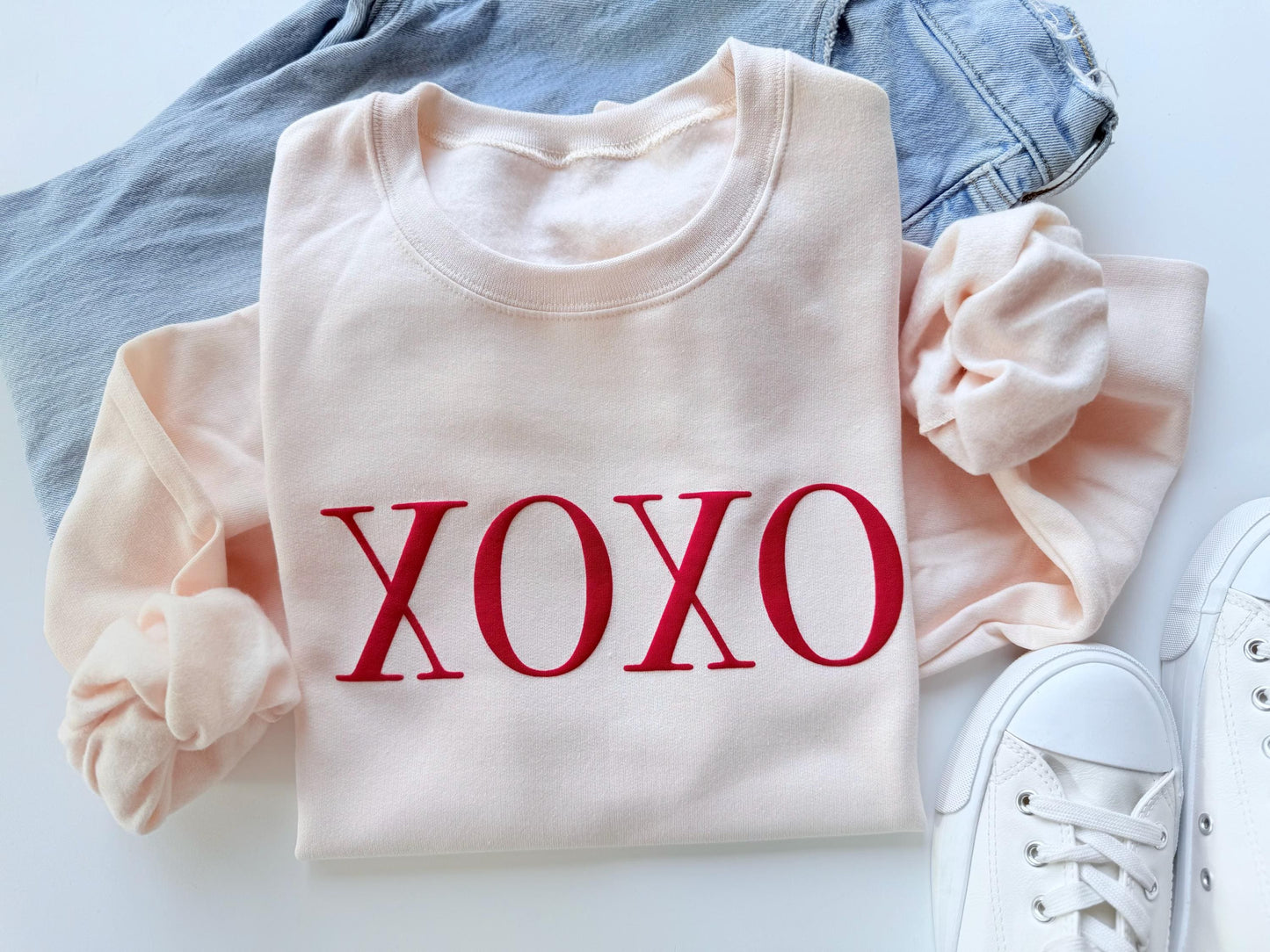 Women's Valentine's Day Sweatshirt, Embossed XOXO Sweater, Valentine's Sweater, Valentine's Day Shirt, Galentine's Day, Valentine's Outfit