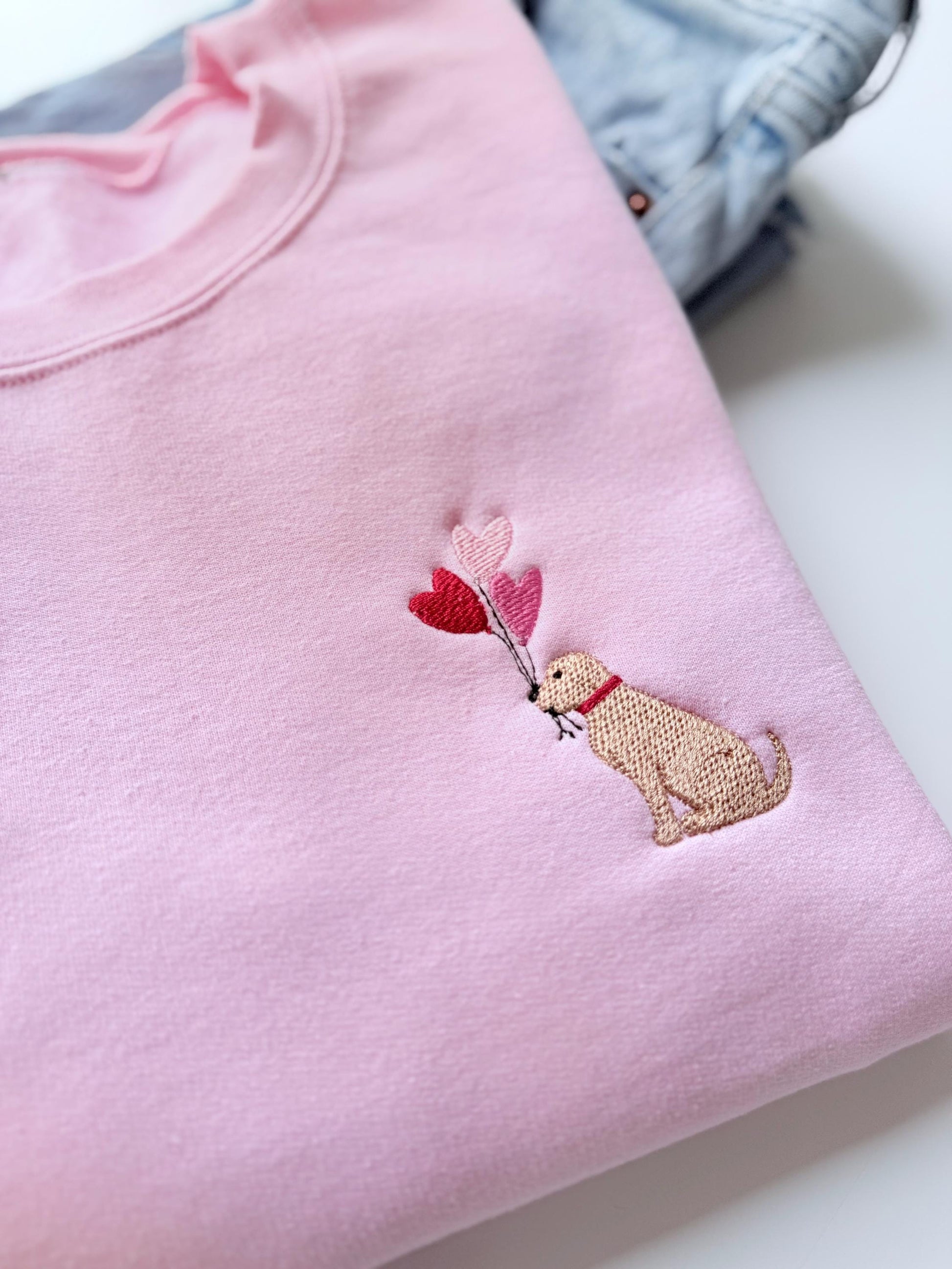 Embroidered Dog Valentine's Day Sweatshirt, Dog Valentine, Valentine's Day Outfit, Women's Valentine's Day Crewneck Sweater