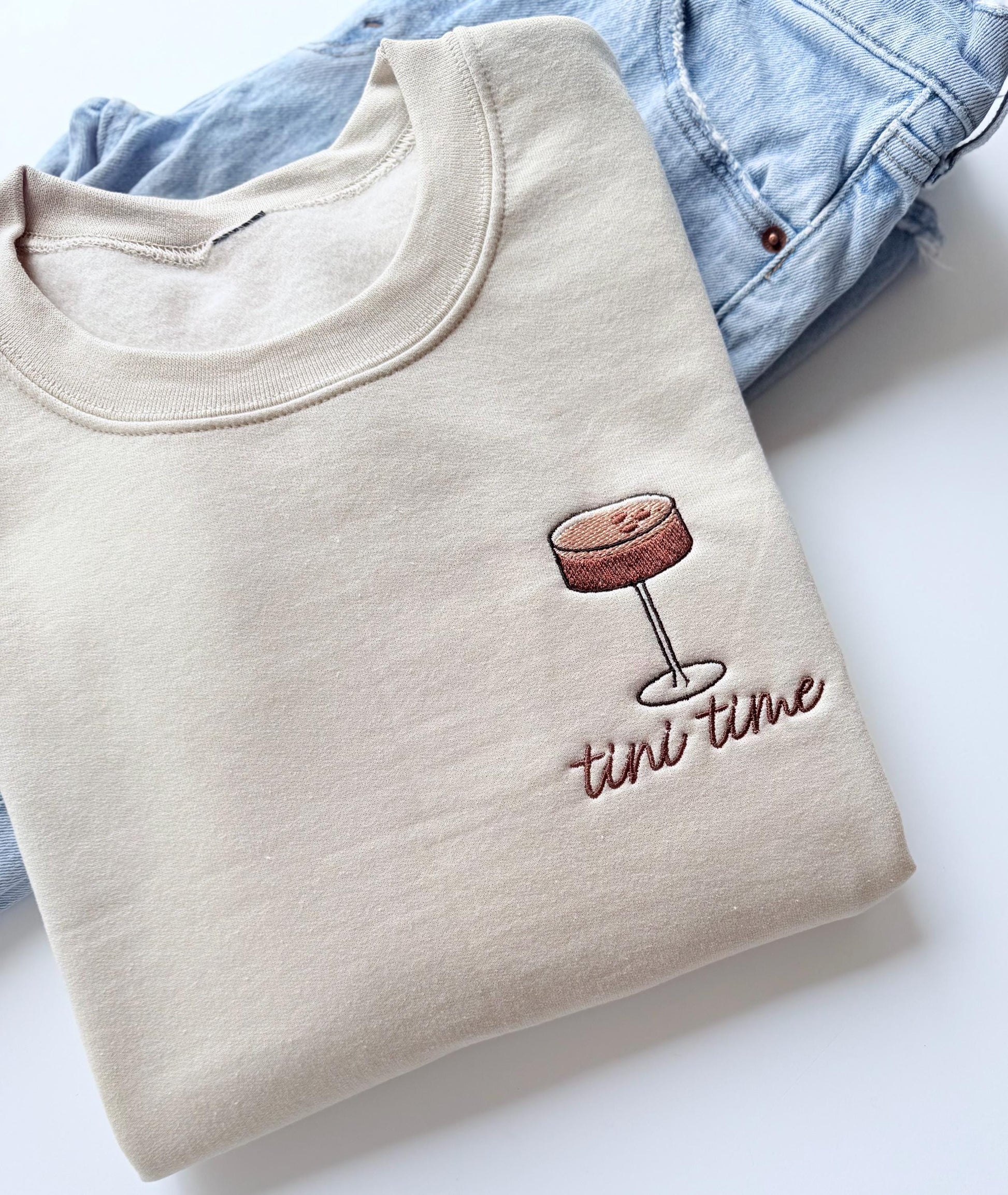 Tini Time, Espresso Martini Crewneck, Embroidered Espresso Martini Sweatshirt, Just A Girl Who Loves Espresso Martinis, Martini Time