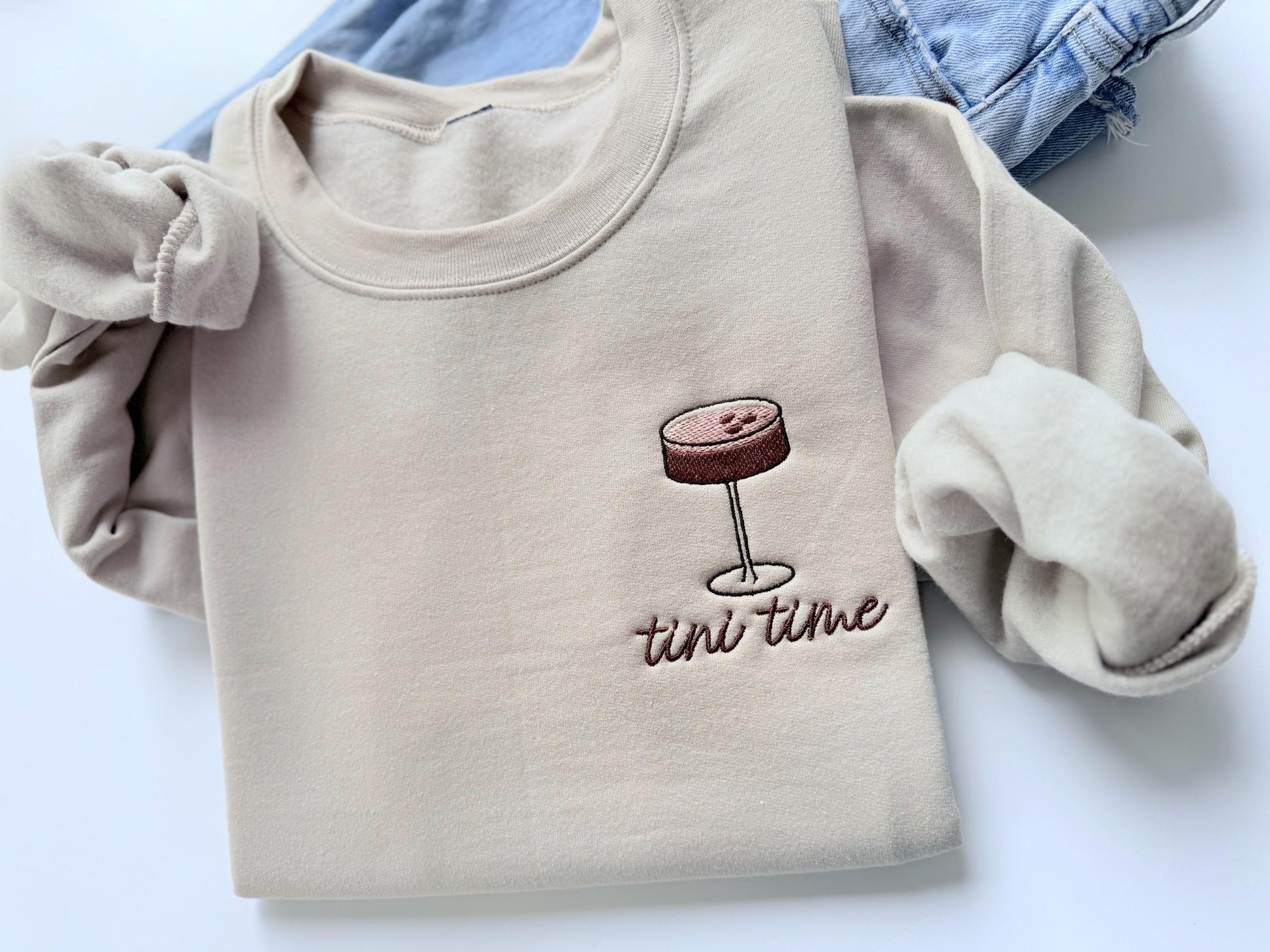 Tini Time, Espresso Martini Crewneck, Embroidered Espresso Martini Sweatshirt, Just A Girl Who Loves Espresso Martinis, Martini Time