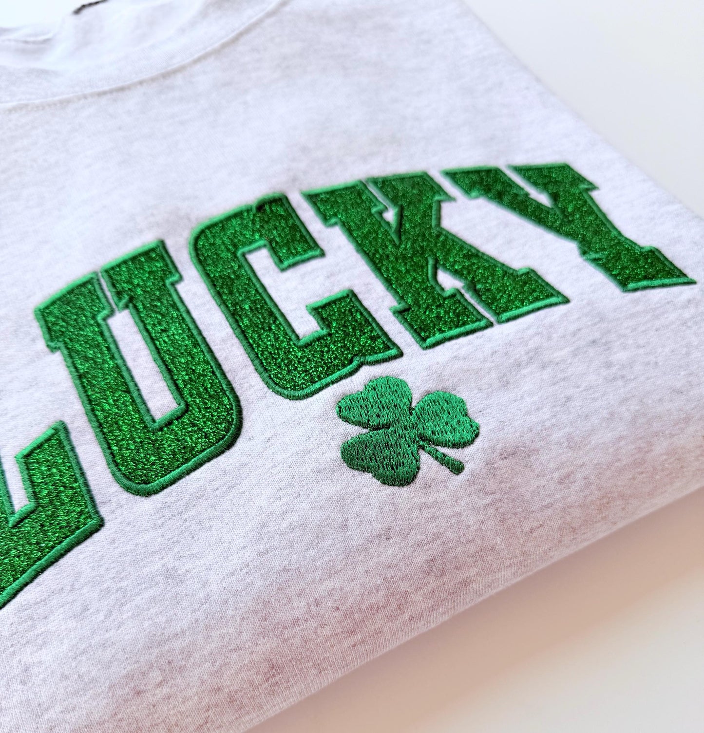 Women's Embroidered Lucky Crewneck, Glitter St. Patrick's Day Sweatshirt