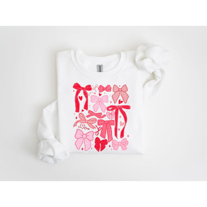 Valentine's Day Crewneck, Women's Valentine's Day Sweater, Valentine Bow Sweatshirt, Coquette Bow,