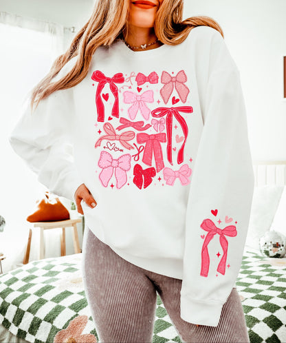 Bow Valentine&#39;s Day Crewneck Sweatshirt