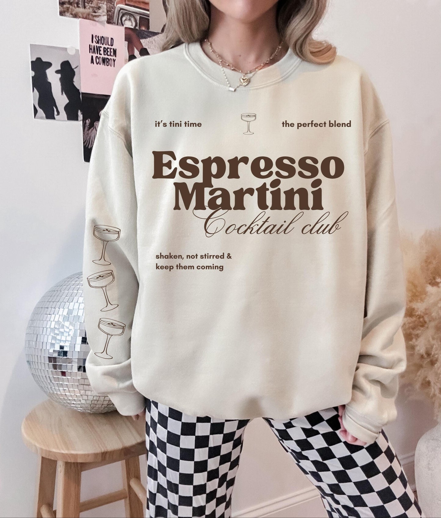 Tini Time Sweatshirt, Espresso Martini Sweatshirt, Coffee Lover Crewneck, Martini Sweater, Martini Lover Sweatshirt, Gift For Her