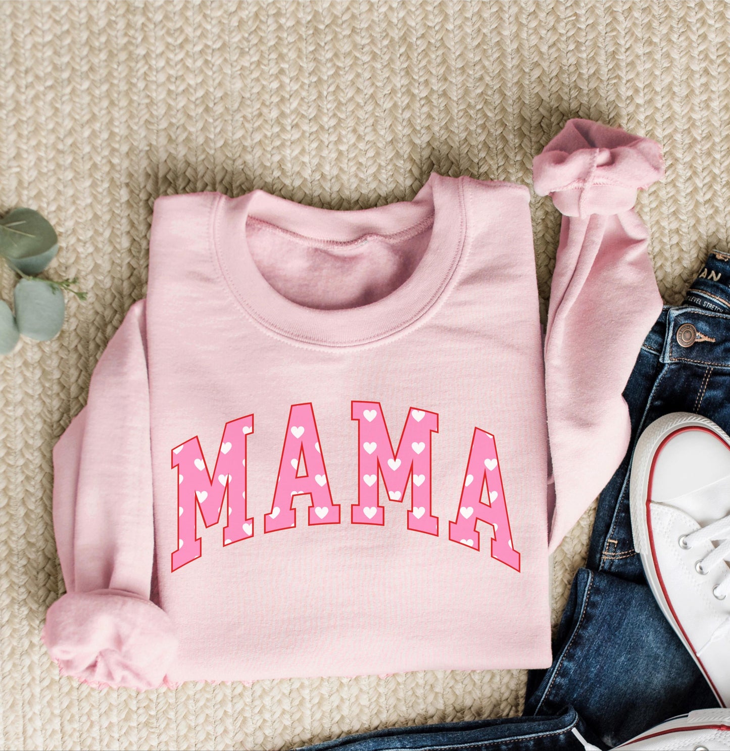 Mama Heart Sweatshirt, Mama Valentine's Sweater, Valentine's Day Shirt, Valentine's Outfit, Women's Valentine's Day Crewneck