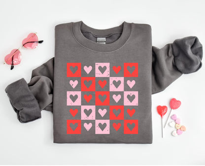 Retro Valentine's Day Sweatshirt, Heart Valentine's Sweater, Valentine's Day Shirt, Valentine's Outfit, Women's Valentine's Day Crewneck