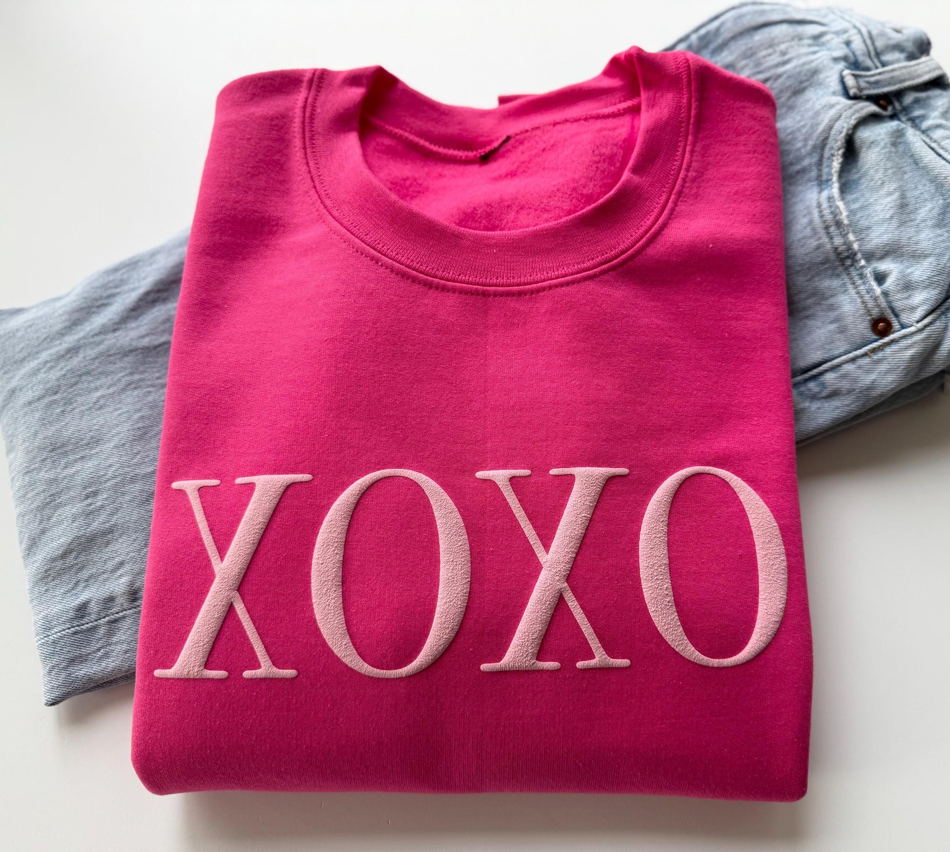 Embossed XOXO Sweater, Valentine's Sweater, Valentine's Day Shirt, Galentine's Day, Valentine's Outfit, Women's Valentine's Day Crewneck