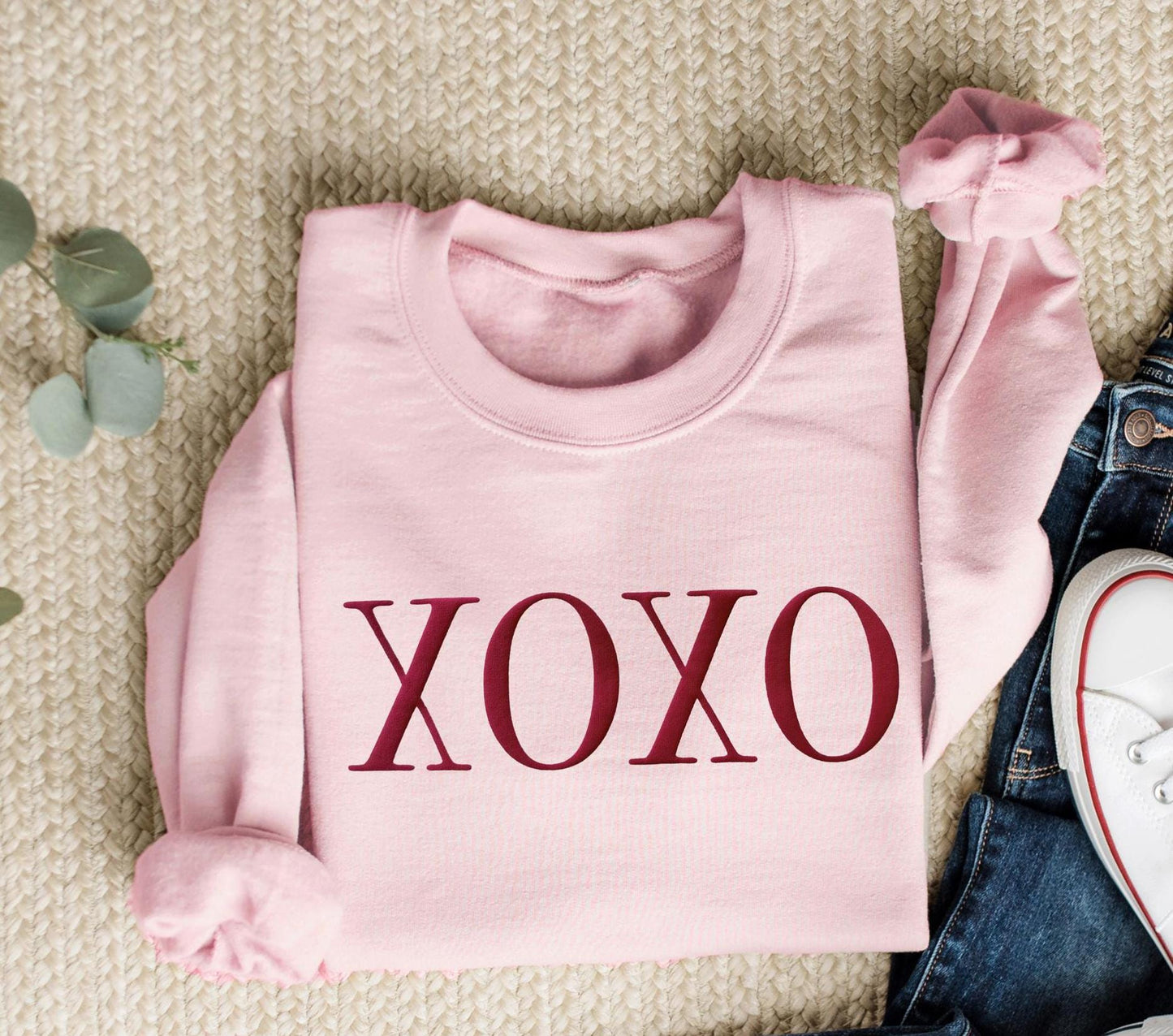 Embossed XOXO Sweater, Valentine's Sweater, Valentine's Day Shirt, Galentine's Day, Valentine's Outfit, Women's Valentine's Day Crewneck