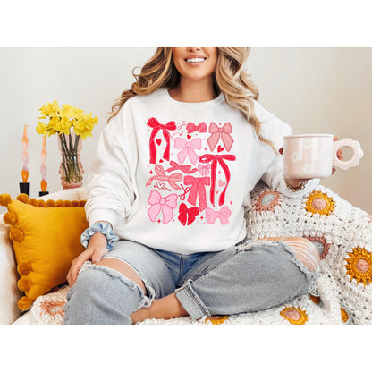 Valentine's Day Crewneck, Women's Valentine's Day Sweater, Valentine Bow Sweatshirt, Coquette Bow,