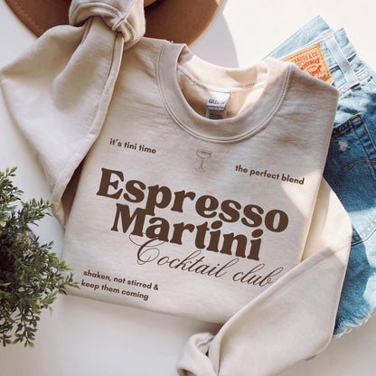 Tini Time Sweatshirt, Espresso Martini Sweatshirt, Coffee Lover Crewneck, Martini Sweater, Martini Lover Sweatshirt, Gift For Her