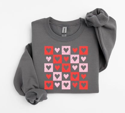 Retro Valentine's Day Sweatshirt, Heart Valentine's Sweater, Valentine's Day Shirt, Valentine's Outfit, Women's Valentine's Day Crewneck