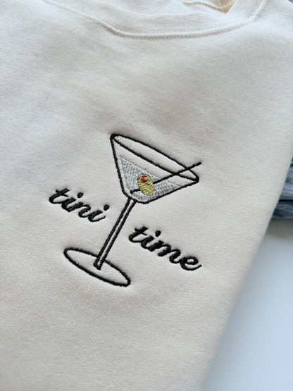 Dirty Martini Sweatshirt, Tini Time Sweatshirt, Embroidered Martini Sweater, Martini Time, Birthday Gift for Her, Martini Lover Gift