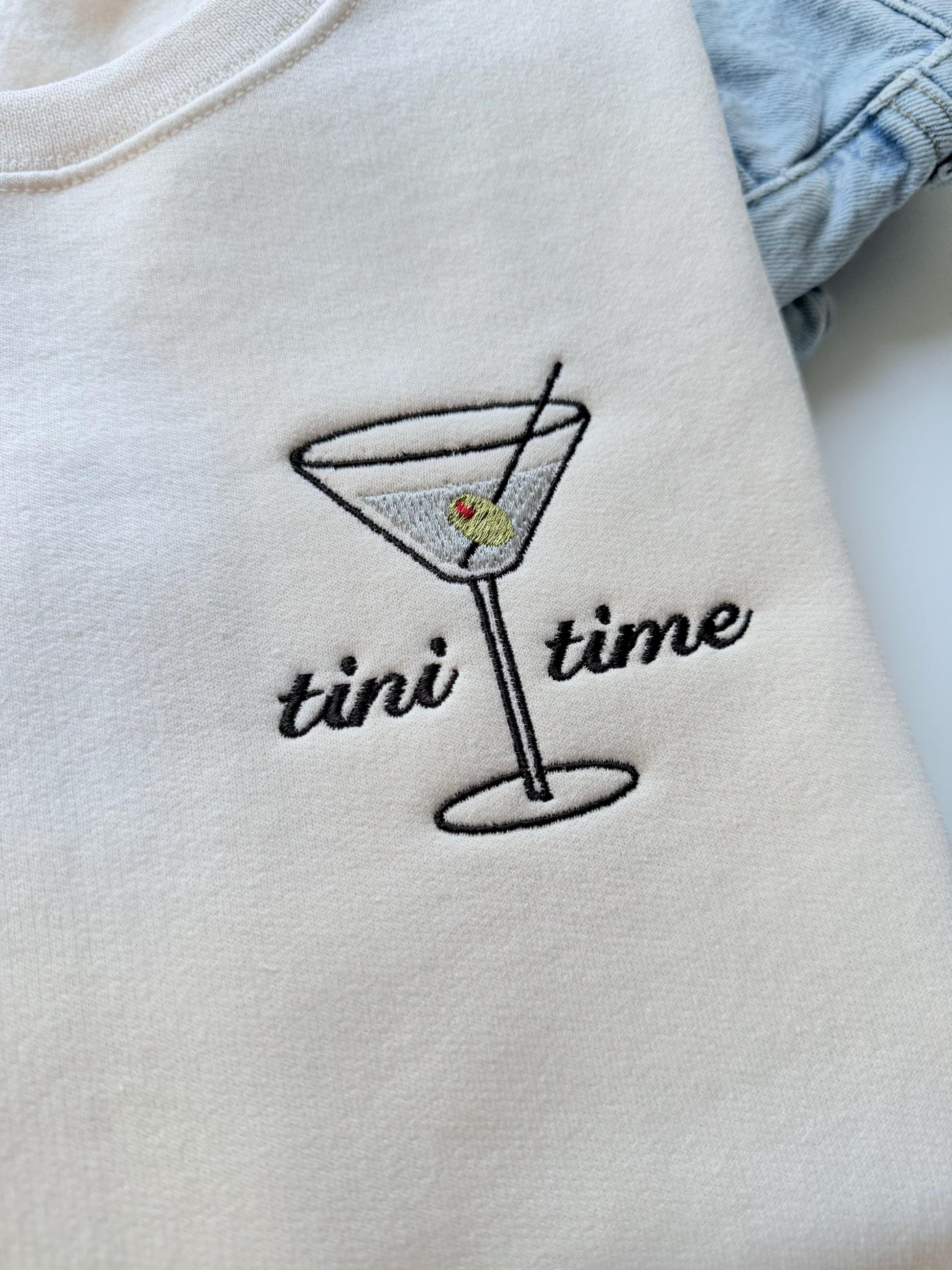 Dirty Martini Sweatshirt, Tini Time Sweatshirt, Embroidered Martini Sweater, Martini Time, Birthday Gift for Her, Martini Lover Gift