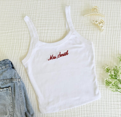 Mrs. Tank Top, Embroidered Tank, Bachelorette Outfit