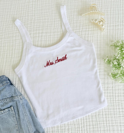 Mrs. Tank Top, Embroidered Tank, Bachelorette Outfit