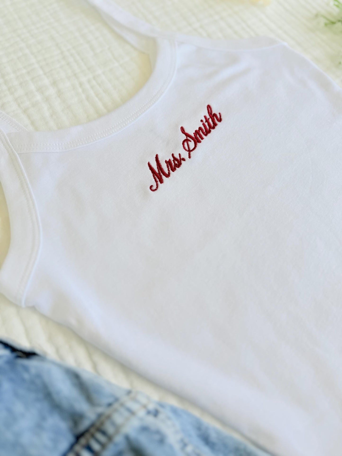 Mrs. Tank Top, Embroidered Tank, Bachelorette Outfit