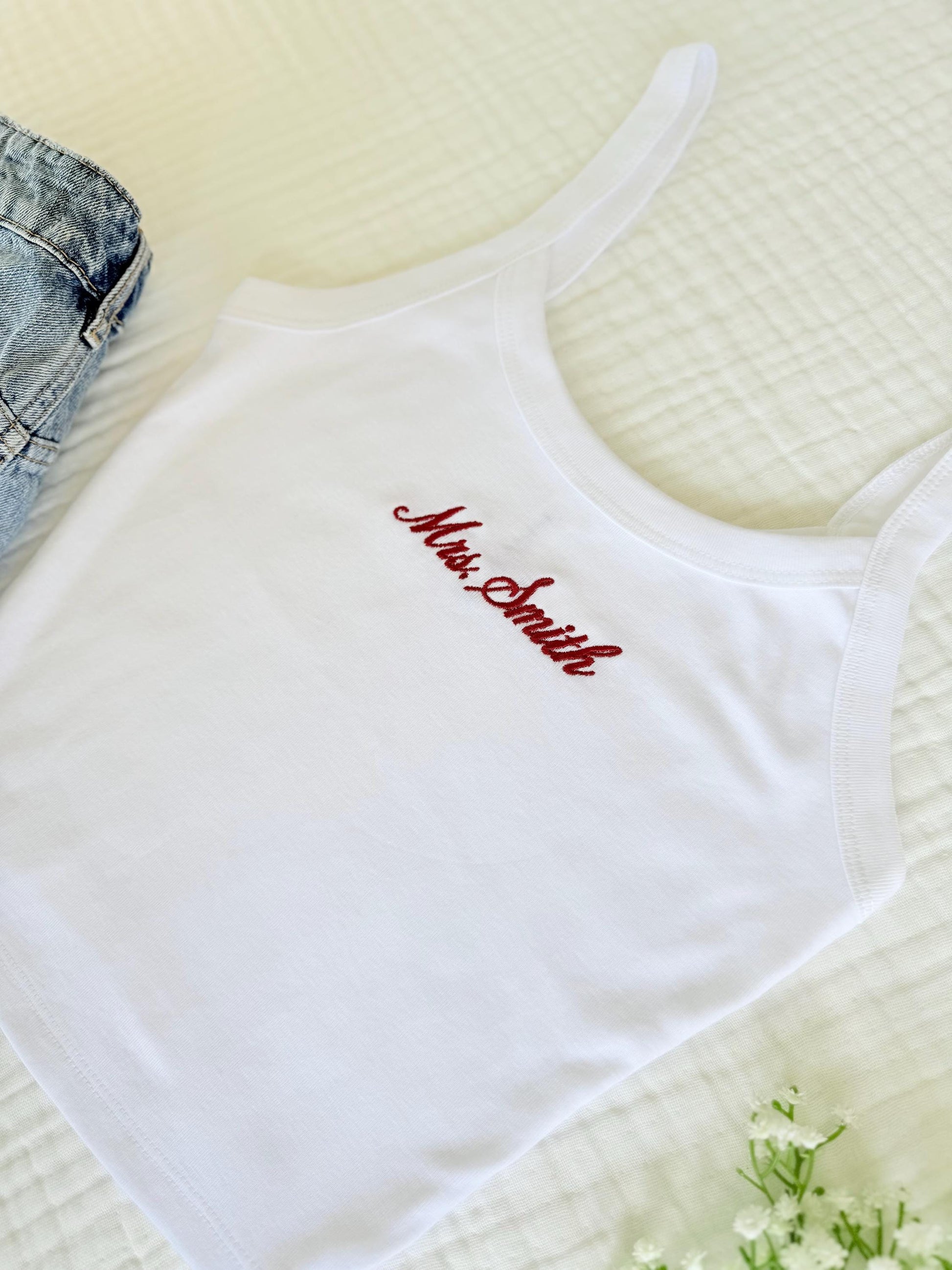 Mrs. Tank Top, Embroidered Tank, Bachelorette Outfit