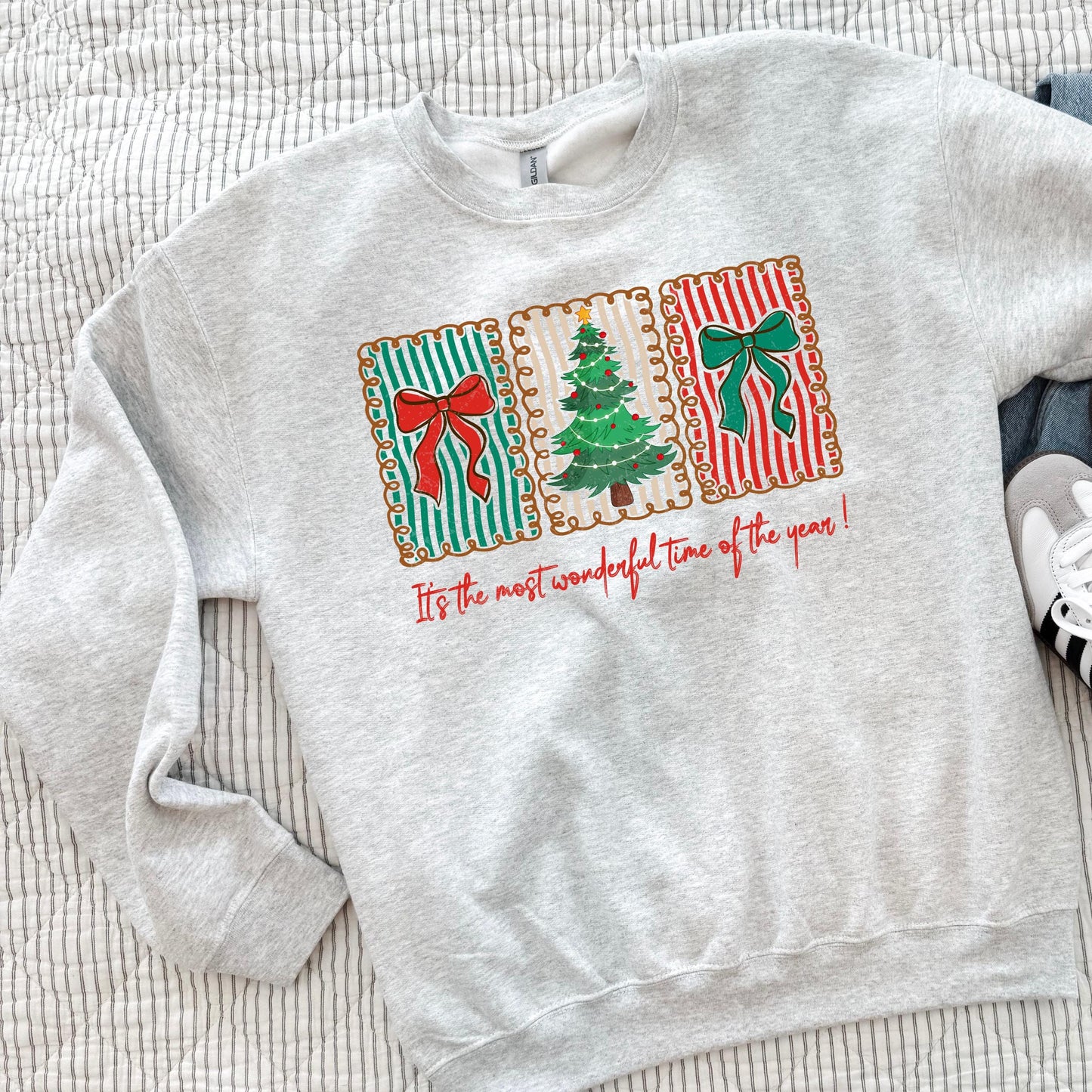 Its the Most Wonderful Time of the Year Sweatshirt Christmas Cookie Crewneck Holiday Sweater Winter Pullover Christmas Tree Bow Gift for her