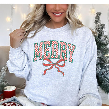 Women's Christmas Sweatshirt, Merry Christmas Sweater, Plaid Christmas Sweatshirt, Christmas Crewneck, Retro Christmas, Winter Sweatshirt