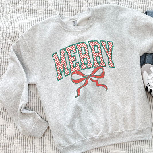 Women's Christmas Sweatshirt, Merry Christmas Sweater, Plaid Christmas Sweatshirt, Christmas Crewneck, Retro Christmas, Winter Sweatshirt