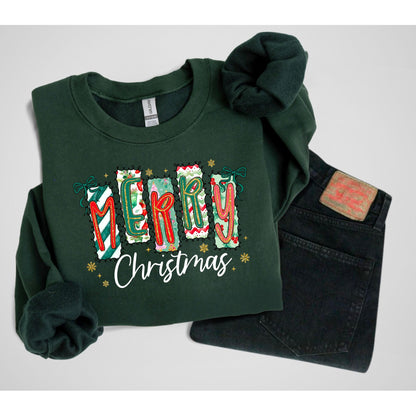 Merry Christmas shirt, Christmas sweatshirt, Women's Holiday Sweatshirt, Christmas Outfit, Sweatshirt for Holiday party, Festive Outfit