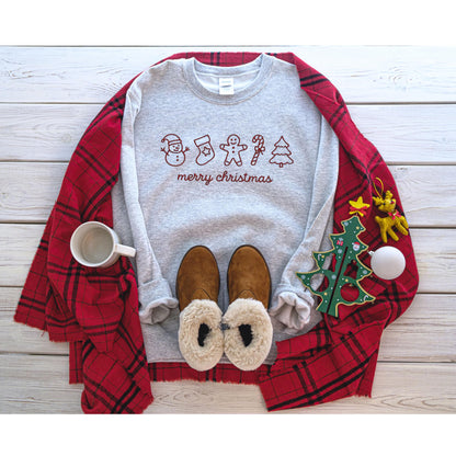 Merry Christmas Sweatshirt, Embroidered Christmas Sweater, Christmas Sweatshirt for Women, Merry Christmas Sweatshirt, Christmas Pajamas