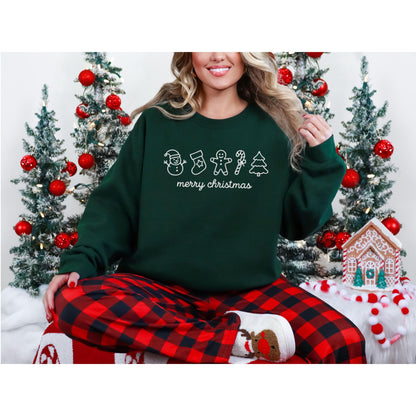 Merry Christmas Sweatshirt, Embroidered Christmas Sweater, Christmas Sweatshirt for Women, Merry Christmas Sweatshirt, Christmas Pajamas