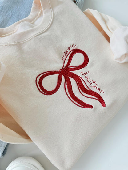 Merry Christmas Embroidered Sweatshirt, Christmas Sweatshirt, Christmas Sweatshirt for Women, Christmas Embroidery Sweatshirt