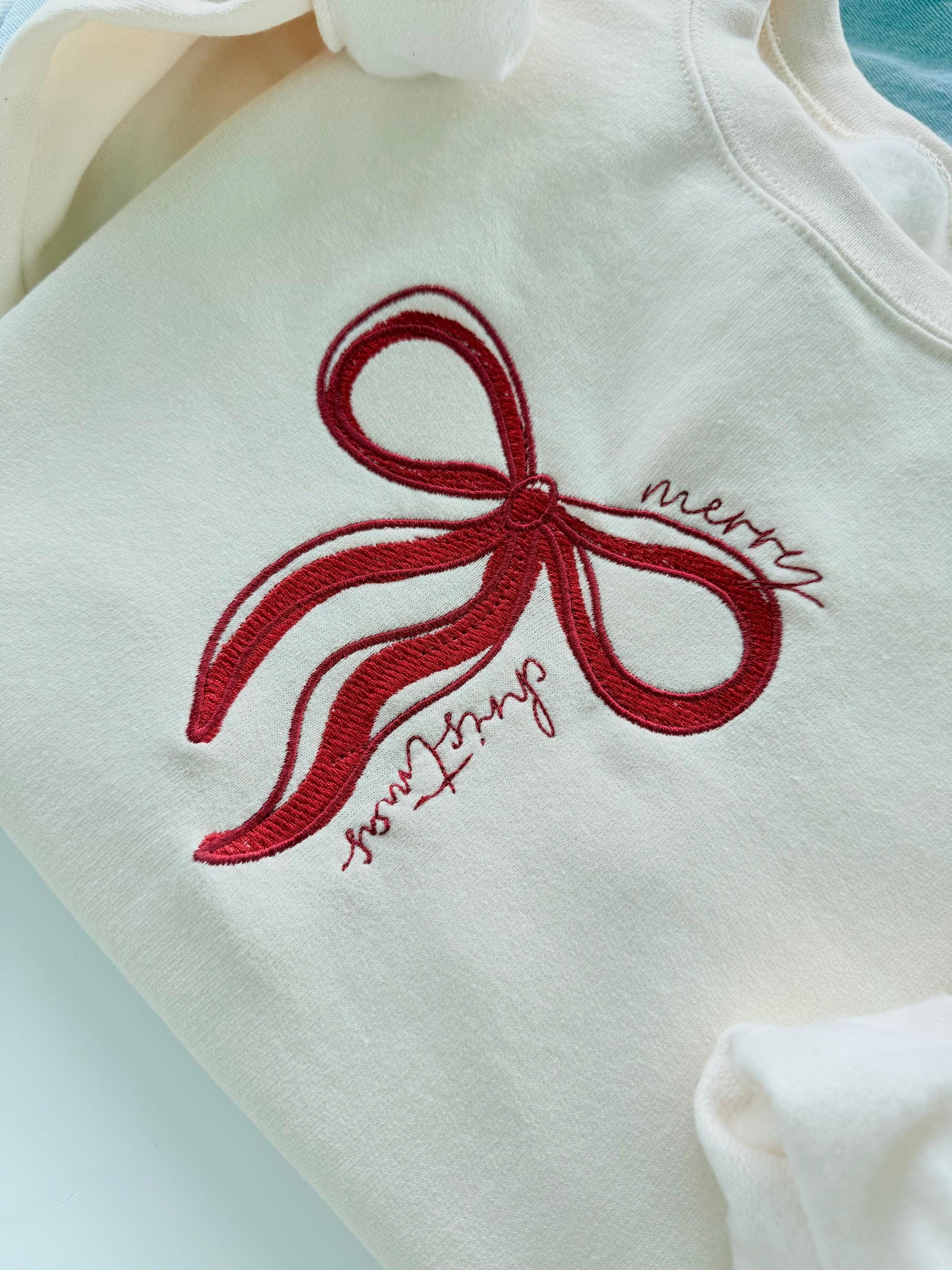 Merry Christmas Embroidered Sweatshirt, Christmas Sweatshirt, Christmas Sweatshirt for Women, Christmas Embroidery Sweatshirt