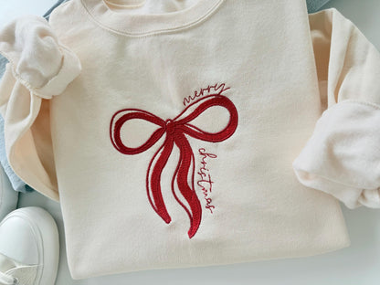 Merry Christmas Embroidered Sweatshirt, Christmas Sweatshirt, Christmas Sweatshirt for Women, Christmas Embroidery Sweatshirt