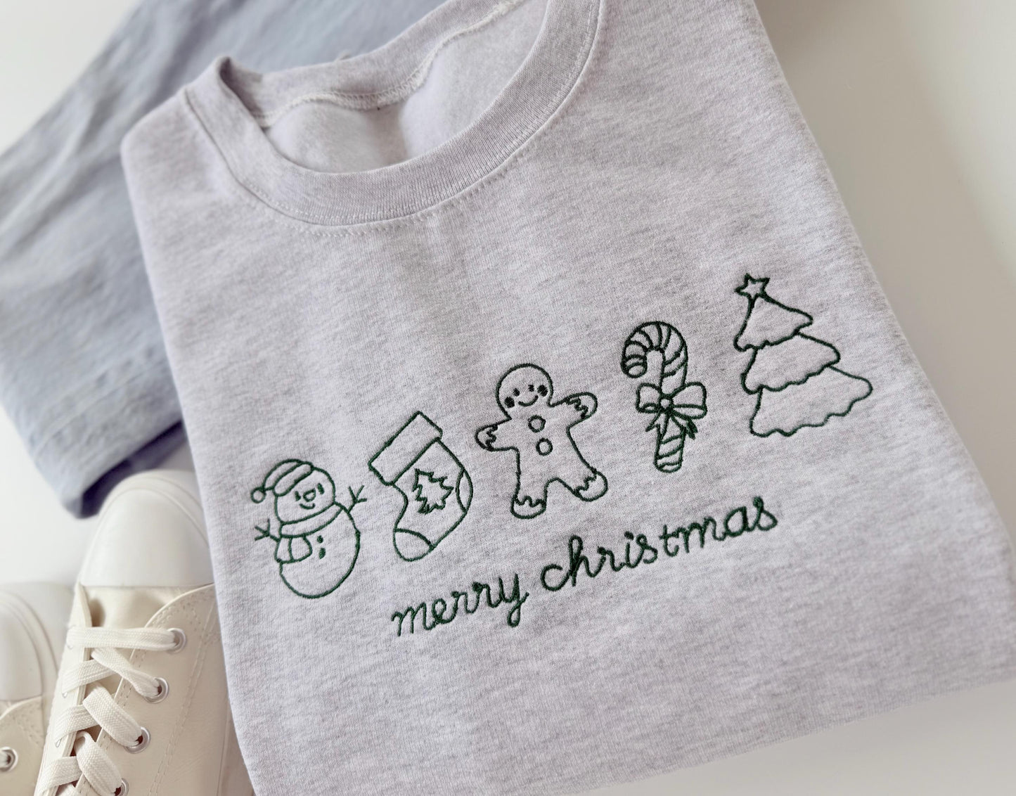 Embroidered Merry Christmas Sweatshirt: Holiday Icons, Cozy Fleece