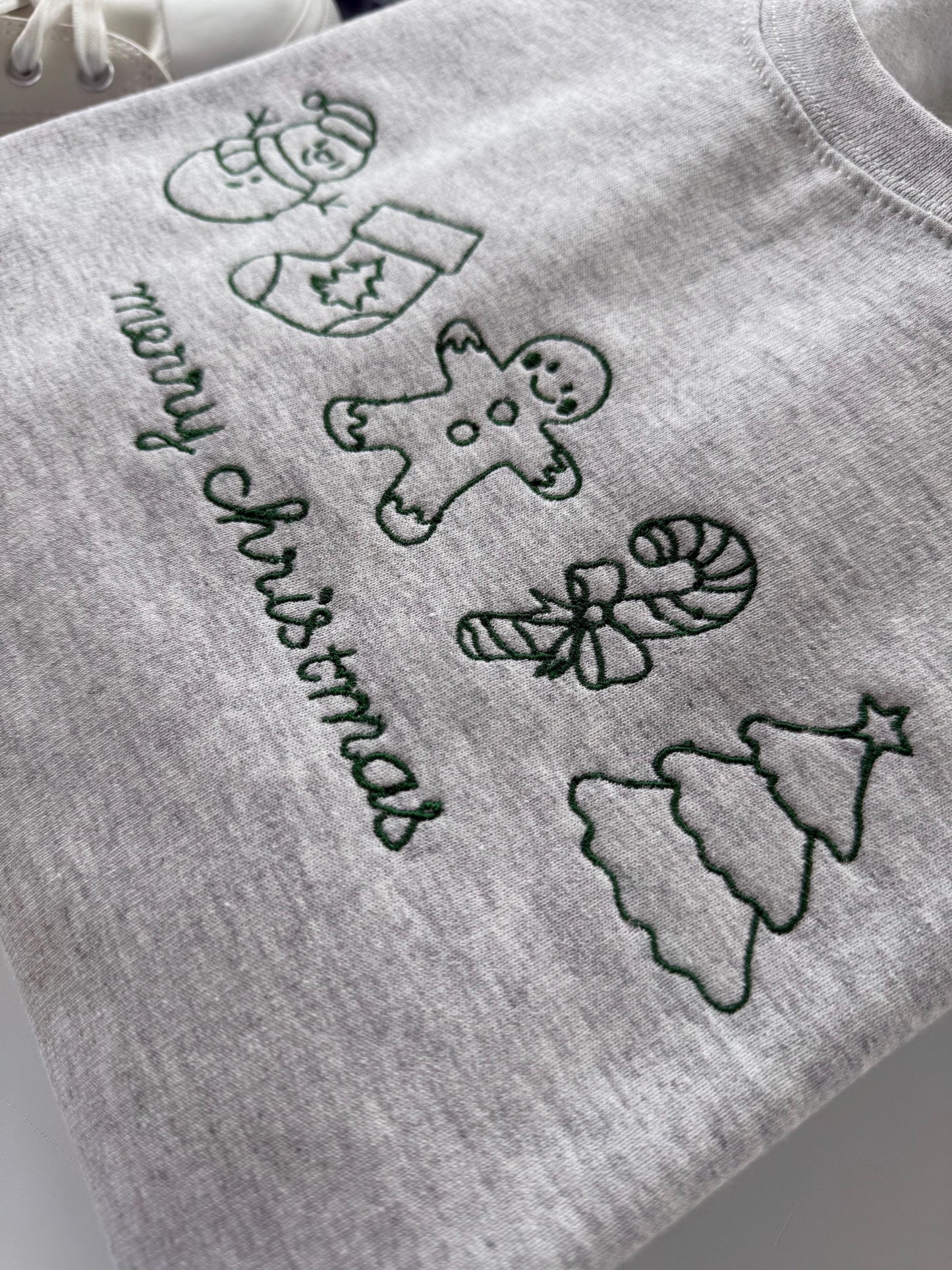 Embroidered Merry Christmas Sweatshirt: Holiday Icons, Cozy Fleece