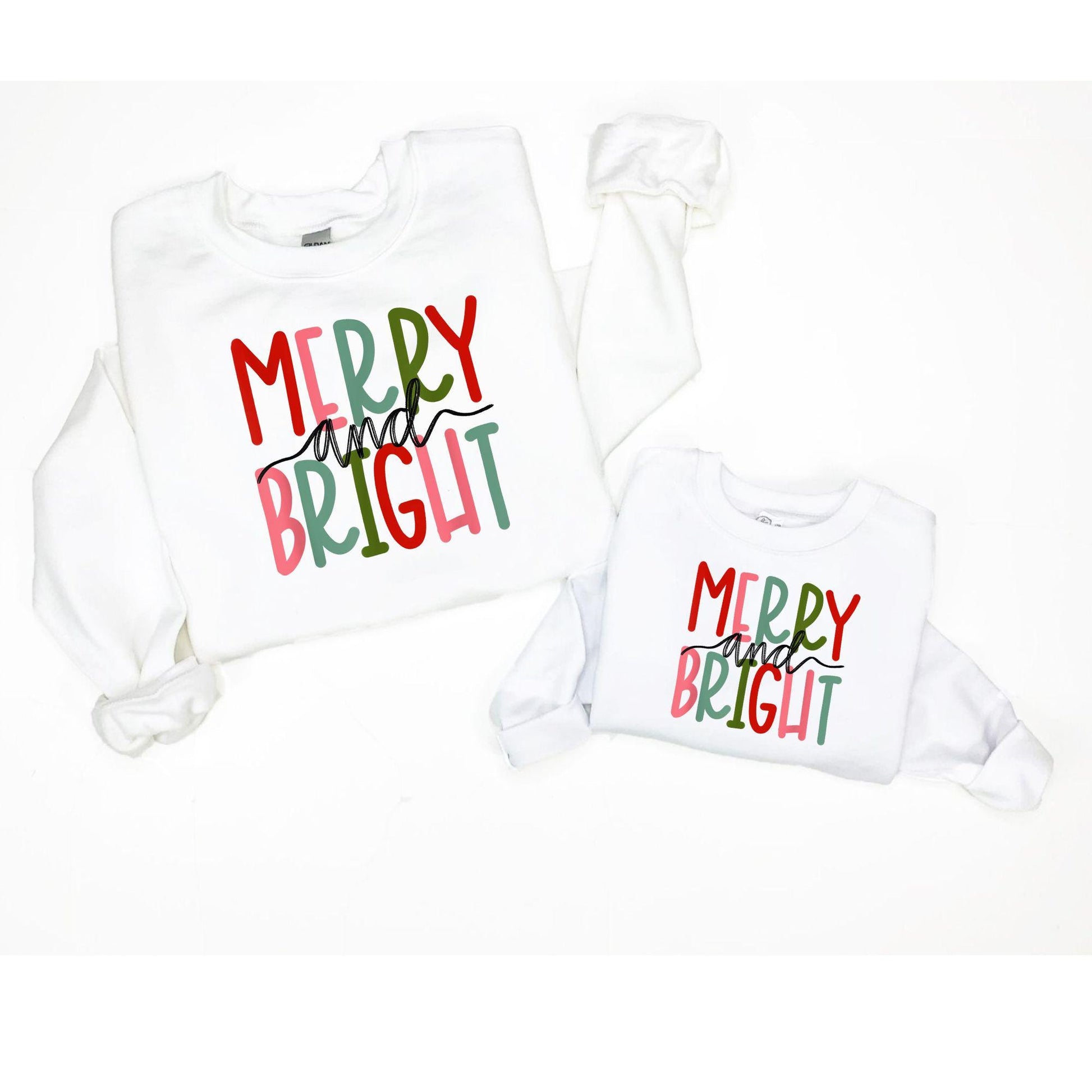 Merry and Bright Sweatshirt, Merry Family Sweatshirts, Family Christmas Pjs, Mommy and Me Christmas, Matching Christmas Sweatshirts
