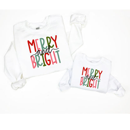 Merry and Bright Sweatshirt, Merry Family Sweatshirts, Family Christmas Pjs, Mommy and Me Christmas, Matching Christmas Sweatshirts