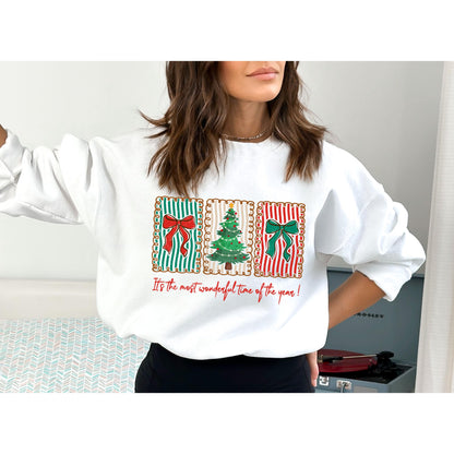 Its the Most Wonderful Time of the Year Sweatshirt Christmas Cookie Crewneck Holiday Sweater Winter Pullover Christmas Tree Bow Gift for her