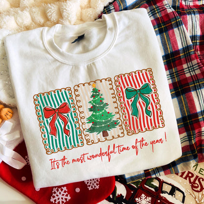 Its the Most Wonderful Time of the Year Sweatshirt Christmas Cookie Crewneck Holiday Sweater Winter Pullover Christmas Tree Bow Gift for her