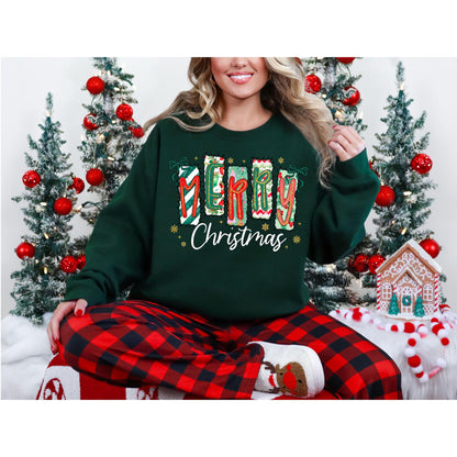 Merry Christmas shirt, Christmas sweatshirt, Women's Holiday Sweatshirt, Christmas Outfit, Sweatshirt for Holiday party, Festive Outfit