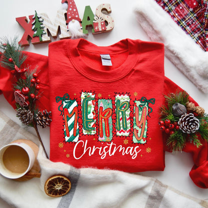 Merry Christmas shirt, Christmas sweatshirt, Women's Holiday Sweatshirt, Christmas Outfit, Sweatshirt for Holiday party, Festive Outfit