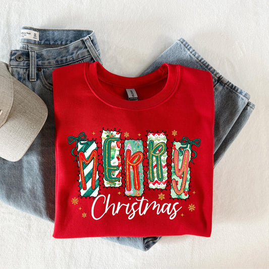 Merry Christmas shirt, Christmas sweatshirt, Women's Holiday Sweatshirt, Christmas Outfit, Sweatshirt for Holiday party, Festive Outfit