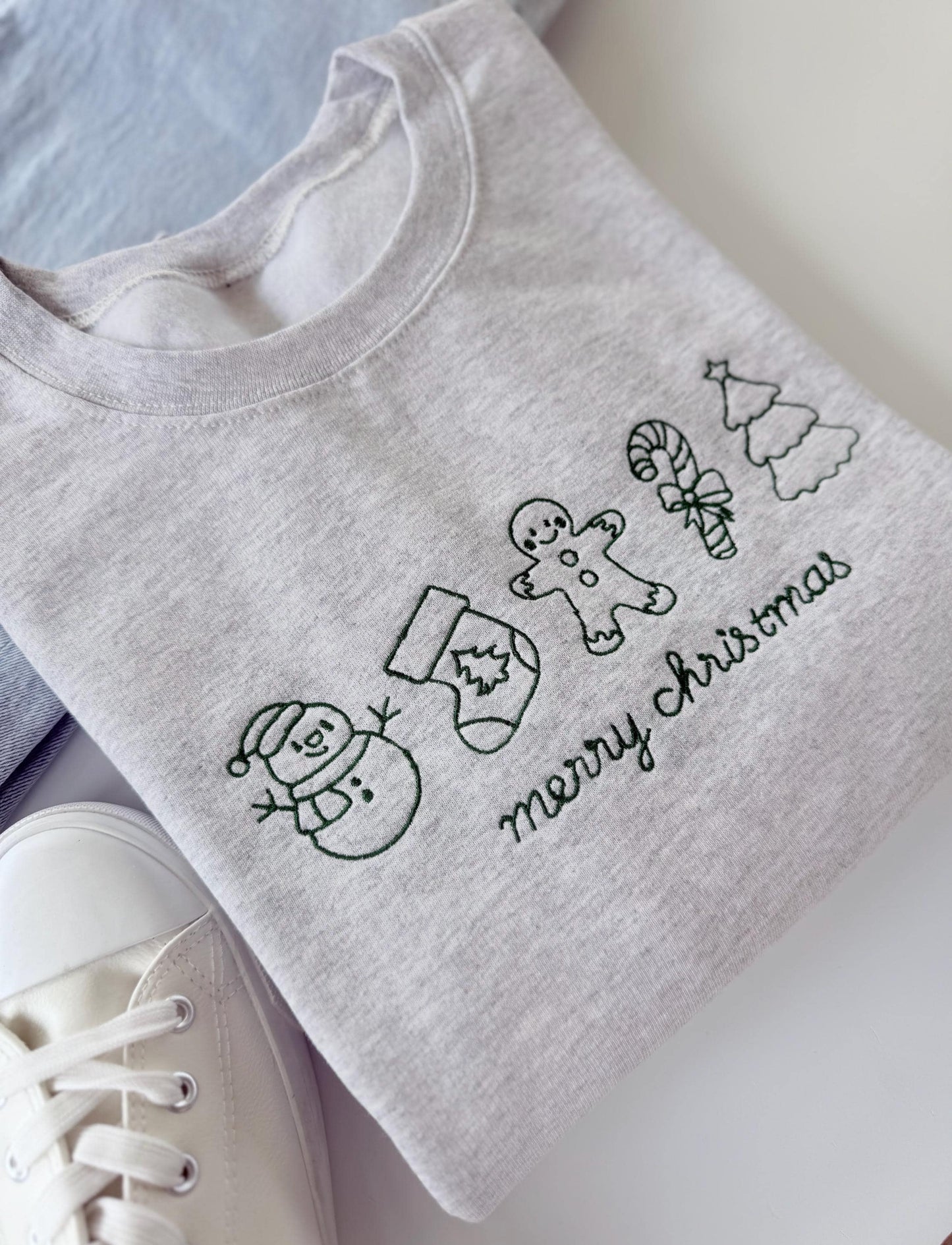 Embroidered Merry Christmas Sweatshirt: Holiday Icons, Cozy Fleece
