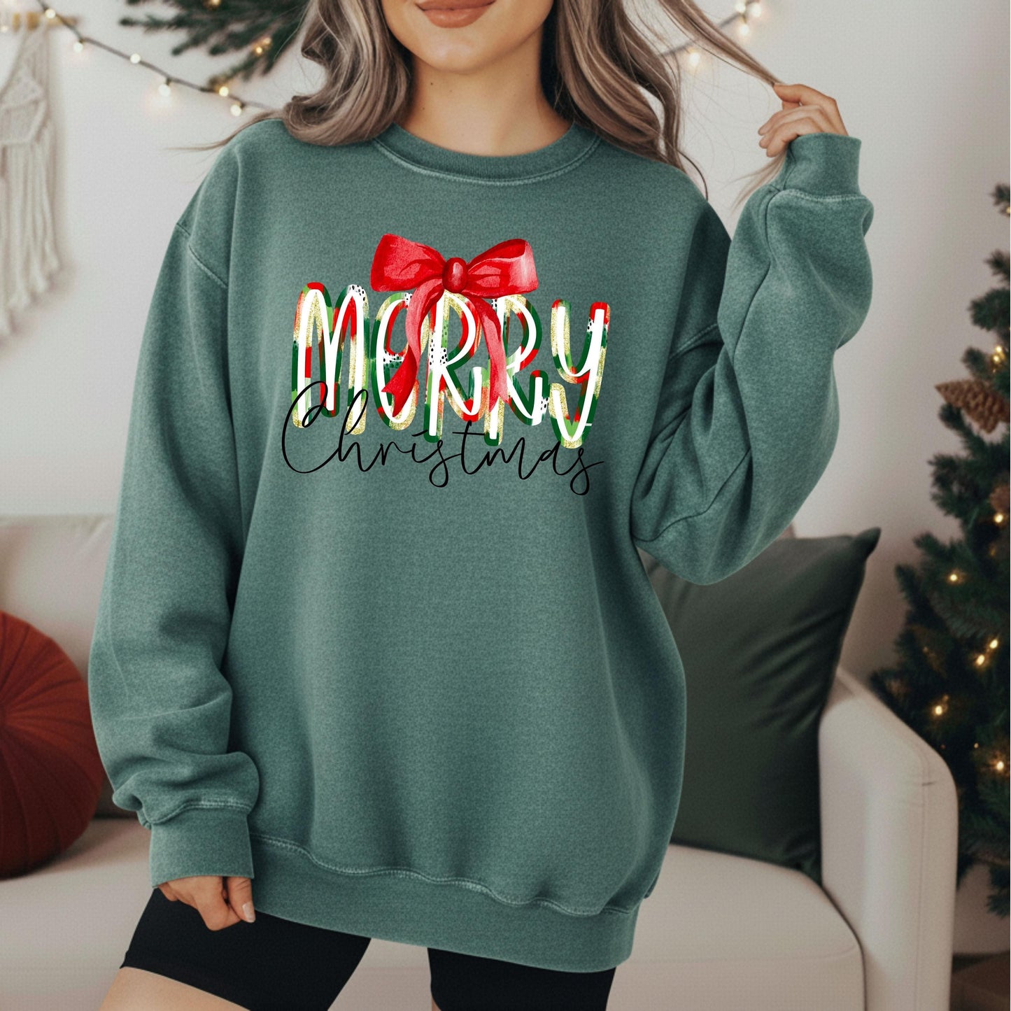 Comfort Colors Merry Christmas Sweatshirt: Garment-Dyed Crewneck