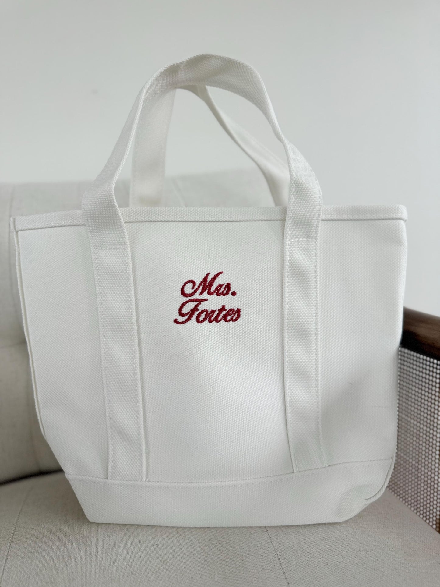 Mrs Tote Bag, White Embroidered Bridal Tote, Bachelorette Party