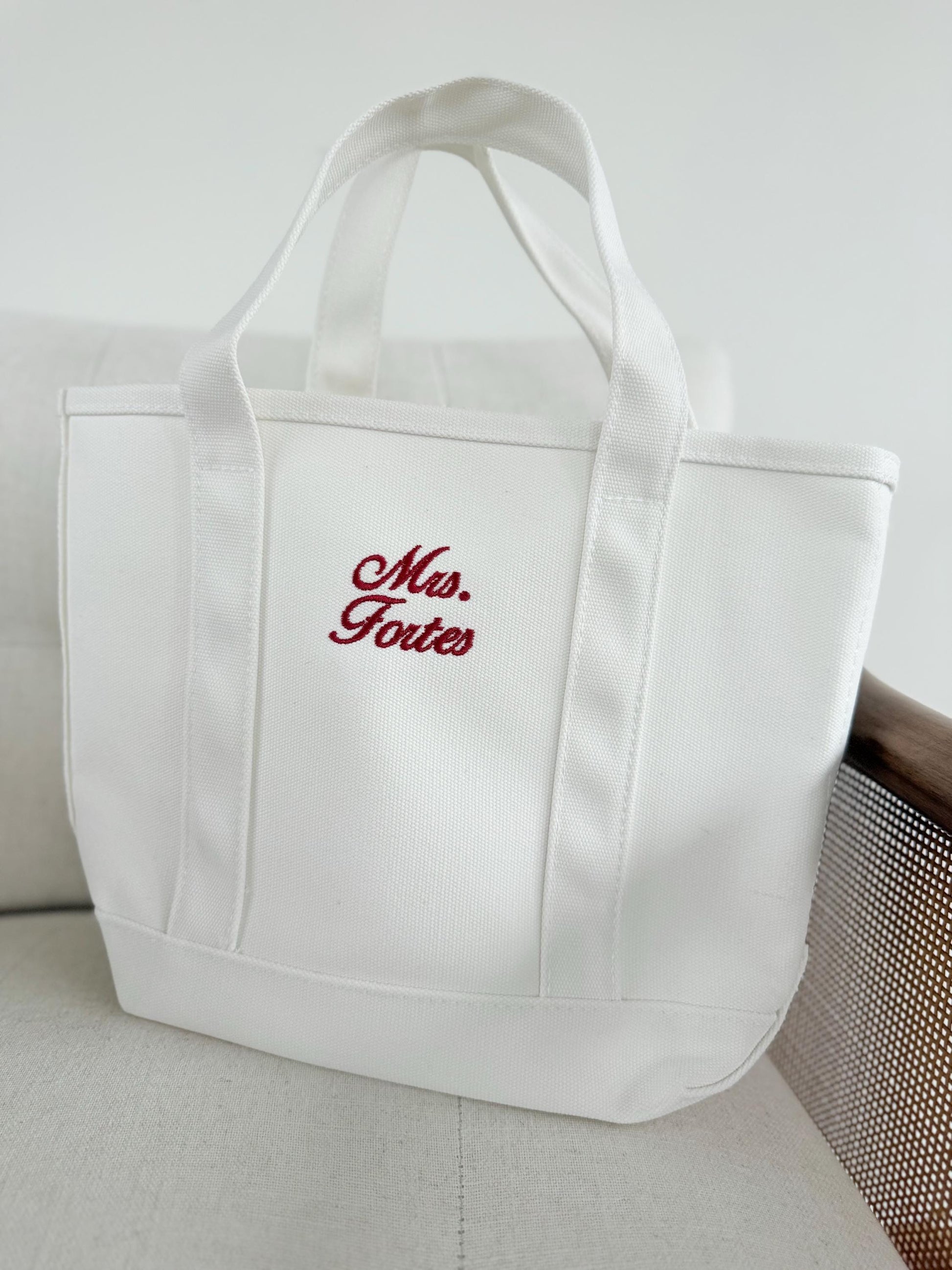 Bride Bag, White Embroidered Tote, Mrs Gift