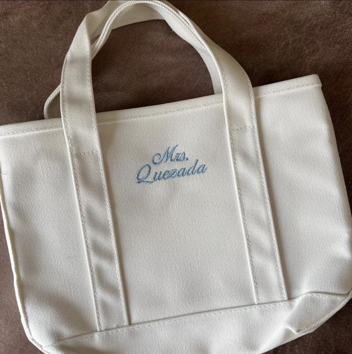 Mrs Tote Bag, White Embroidered Bridal Tote, Bachelorette Party
