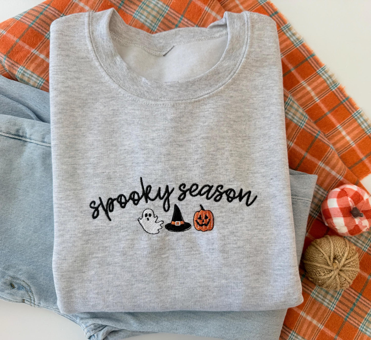 Personalized Halloween Sweatshirt, Cozy or Spooky Season Embroidery